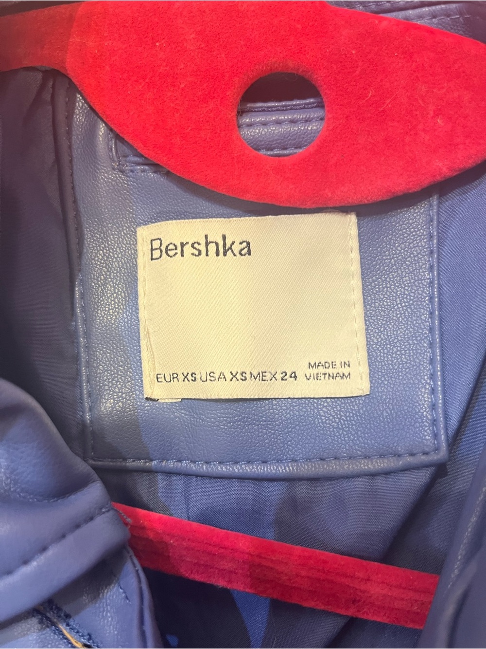 Bershka Electric Blue Faux Leather Trench Coat with Belt - Picture 6 of 6